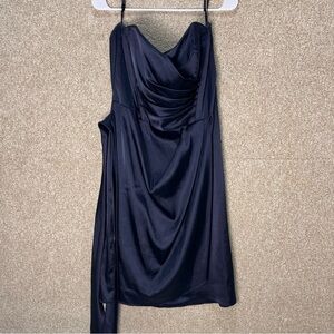 Imperfect Social Bridesmaids sample dress midnight blue sweetheart strapless 14
